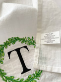 دستمال کتان گلدوزی"T"