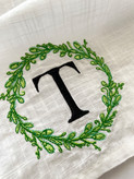دستمال کتان گلدوزی"T"