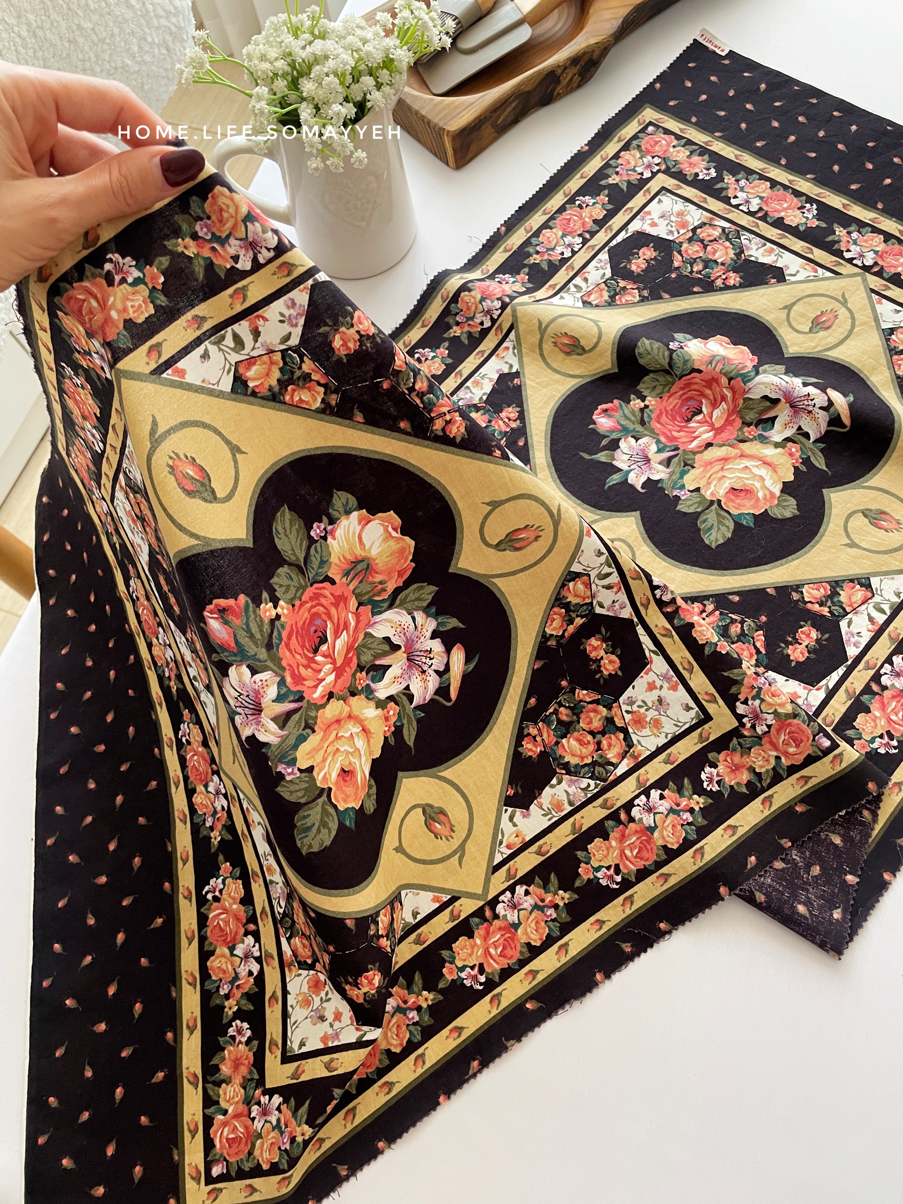 پنل کتان دوخت کوسن/۲عددی