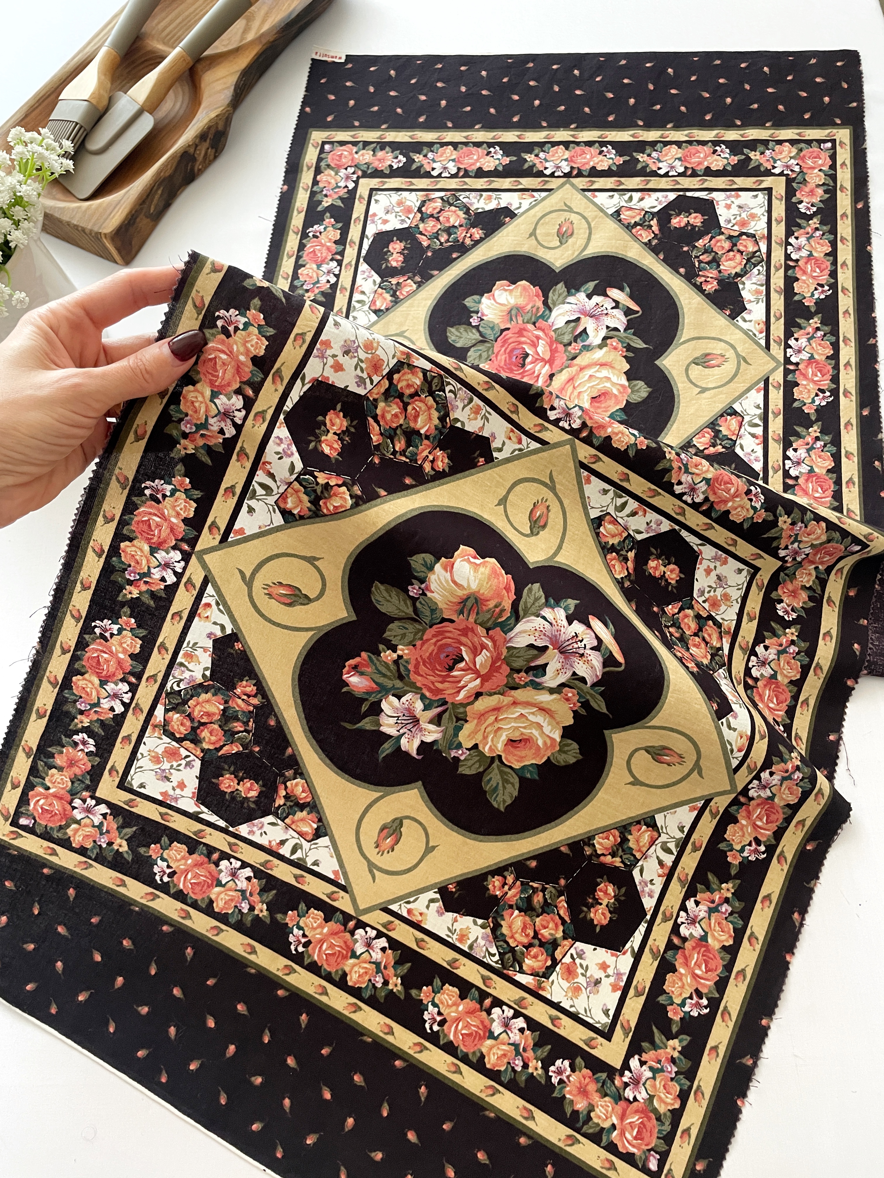 پنل کتان دوخت کوسن/۲عددی