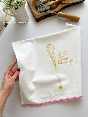 دستمال آشپزخانه طرح همزن؛ Whisk Me Luck