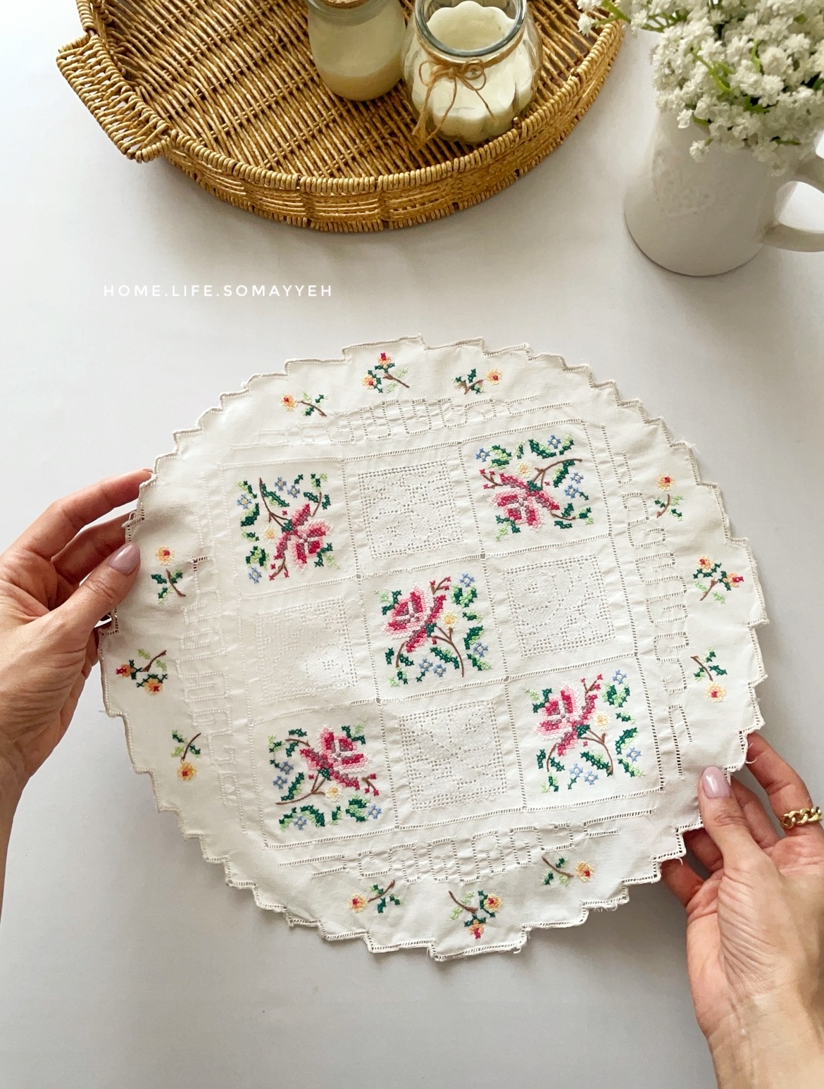 رومیزی شماره دوزی وینتیج
