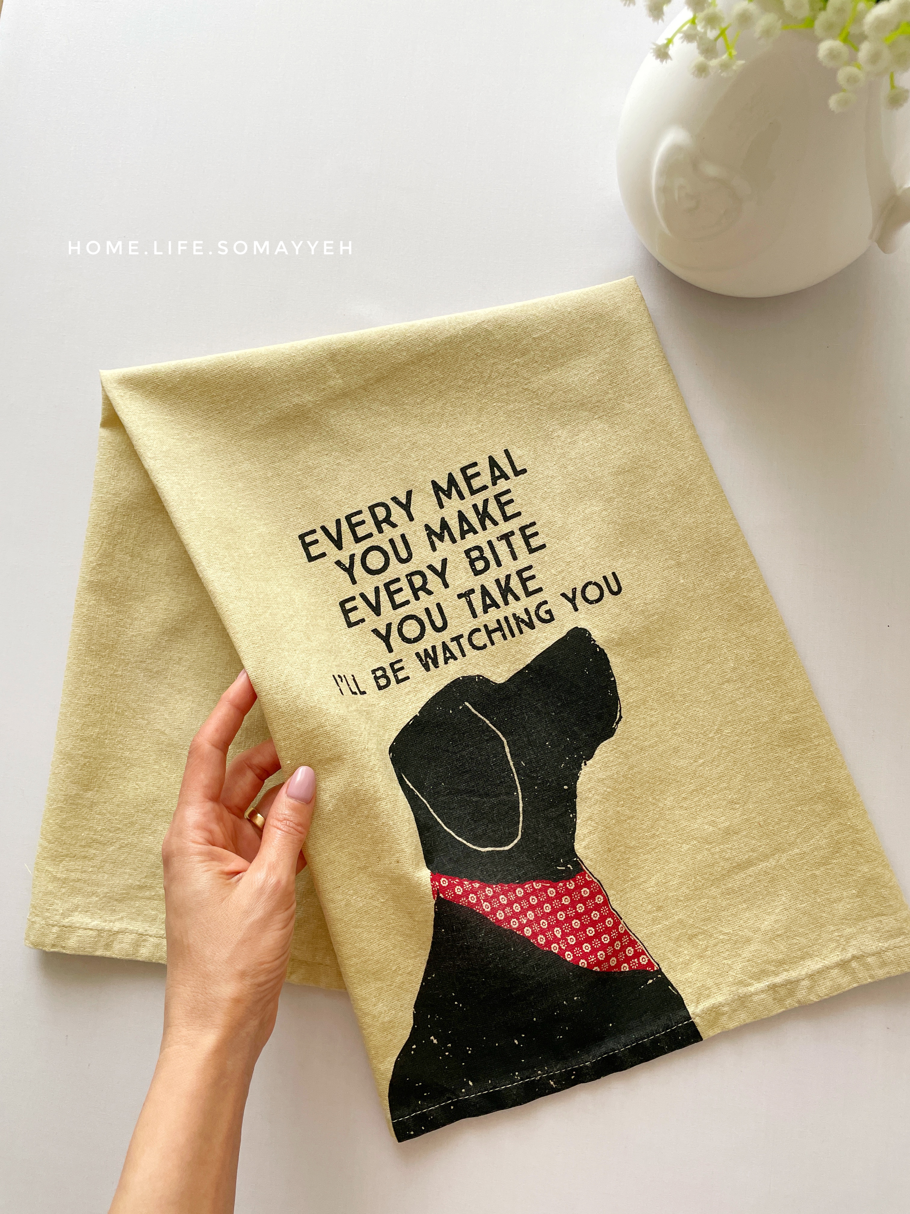 دستمال کتان بزرگ/طرح Dog Lover