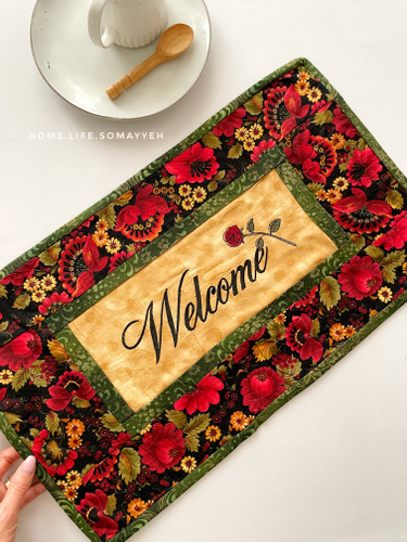 دیوارکوب تکه دوزی وگلدوزی welcome