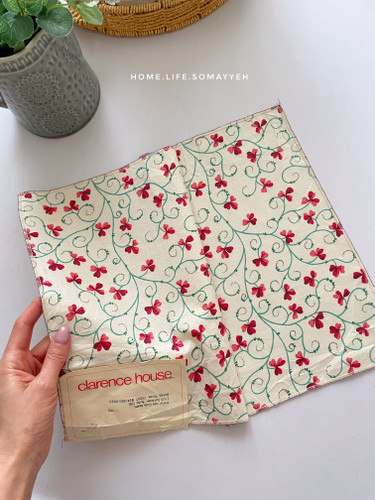 دستمال پارچهای ۱۰۰٪ پنبه برند آمریکایی Clarence House طرح Belleek Red