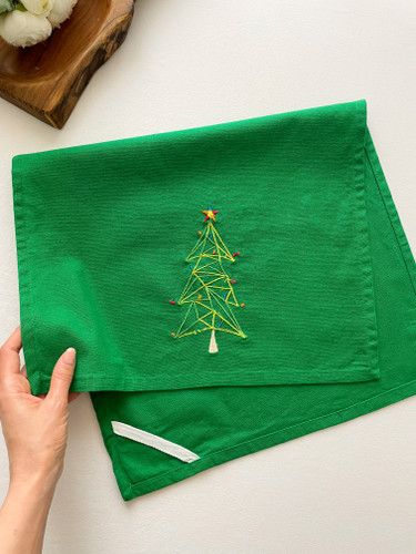 دستمال کتان/گلدوزی کاج🎄