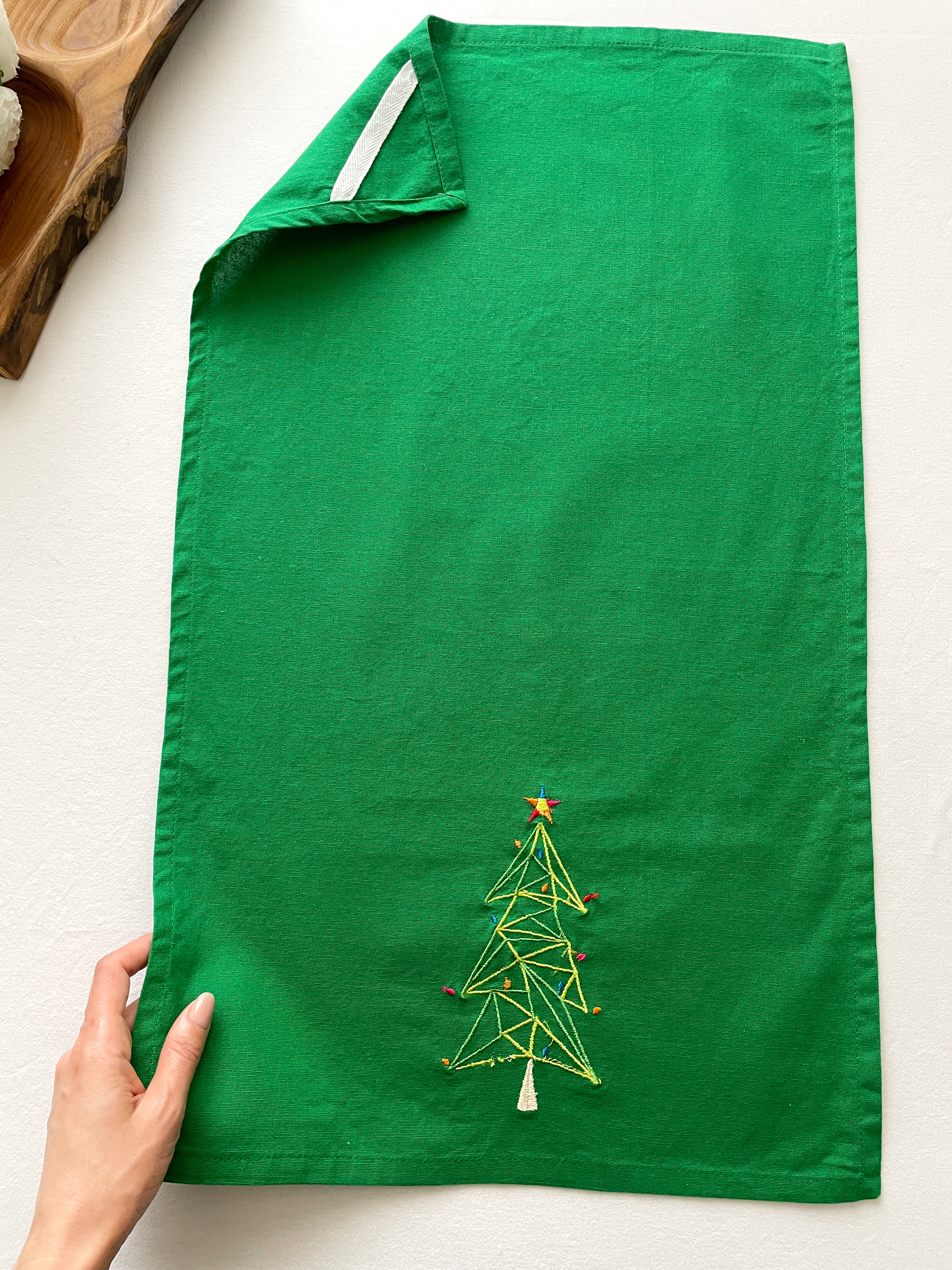 دستمال کتان/گلدوزی کاج🎄