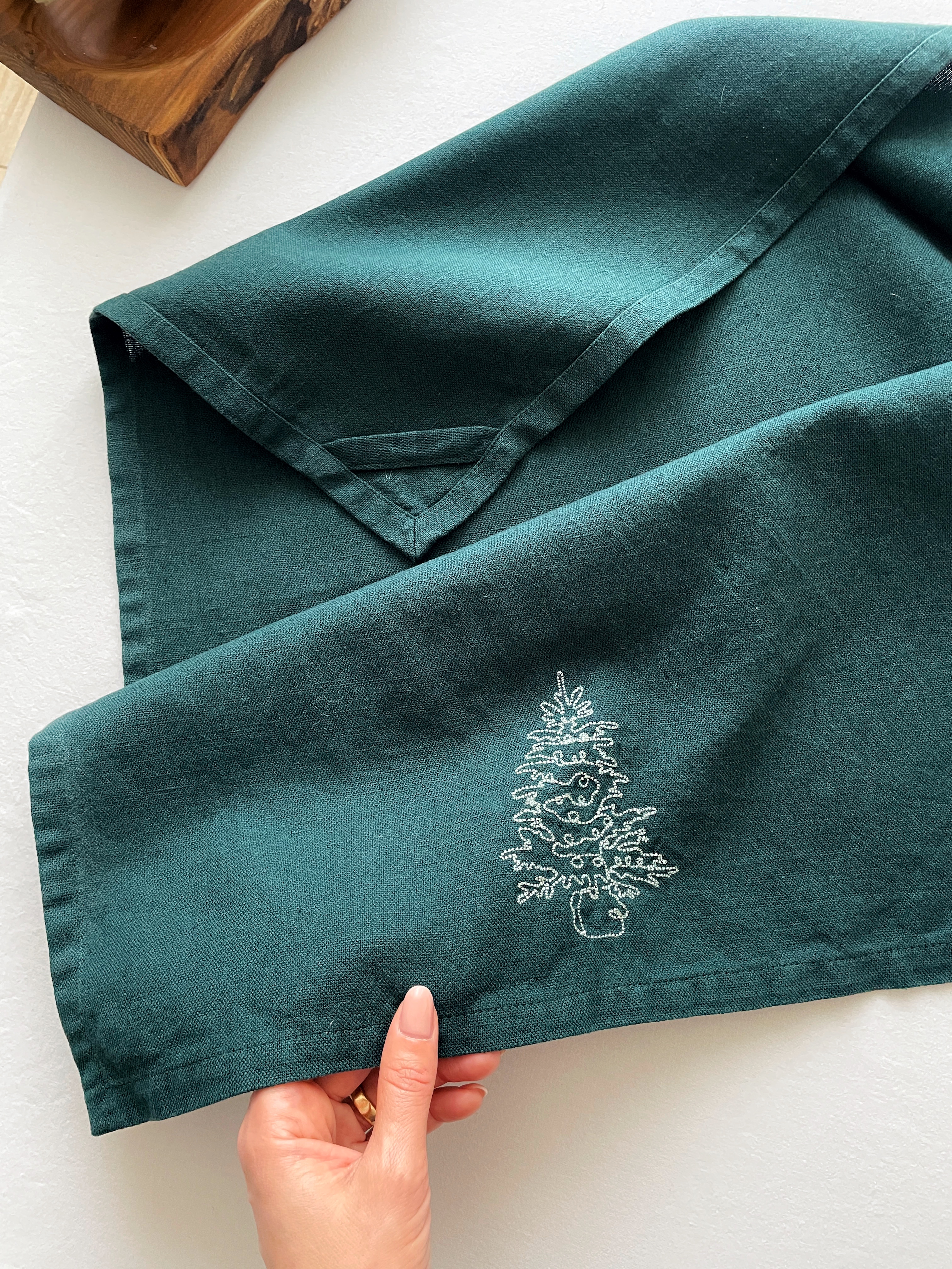 دستمال کتان/گلدوزی کاج🎄