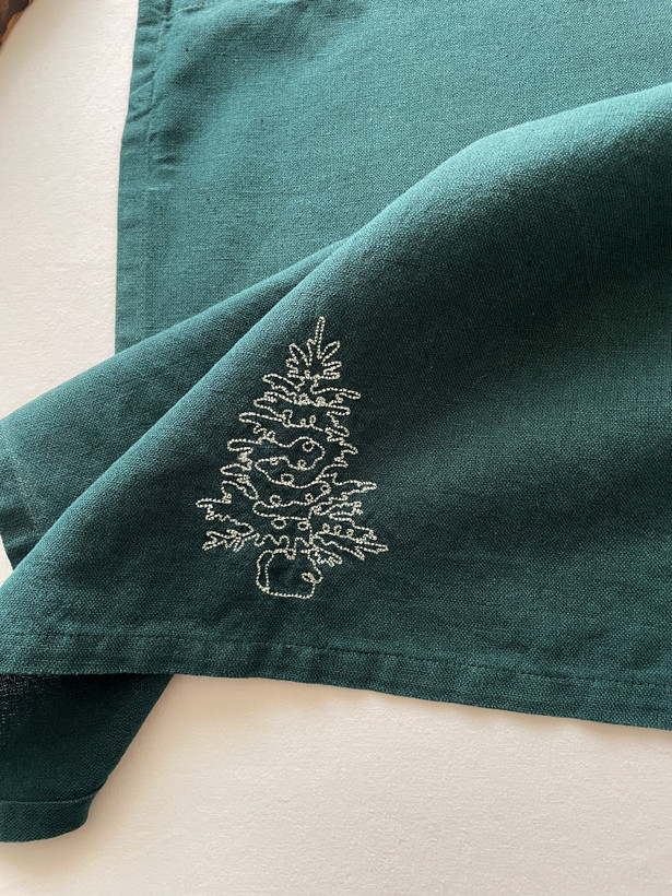 دستمال کتان/گلدوزی کاج🎄