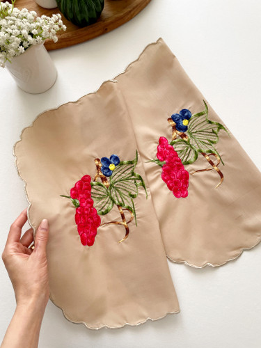 دستمال کتان گلدوزی/۲ عددی