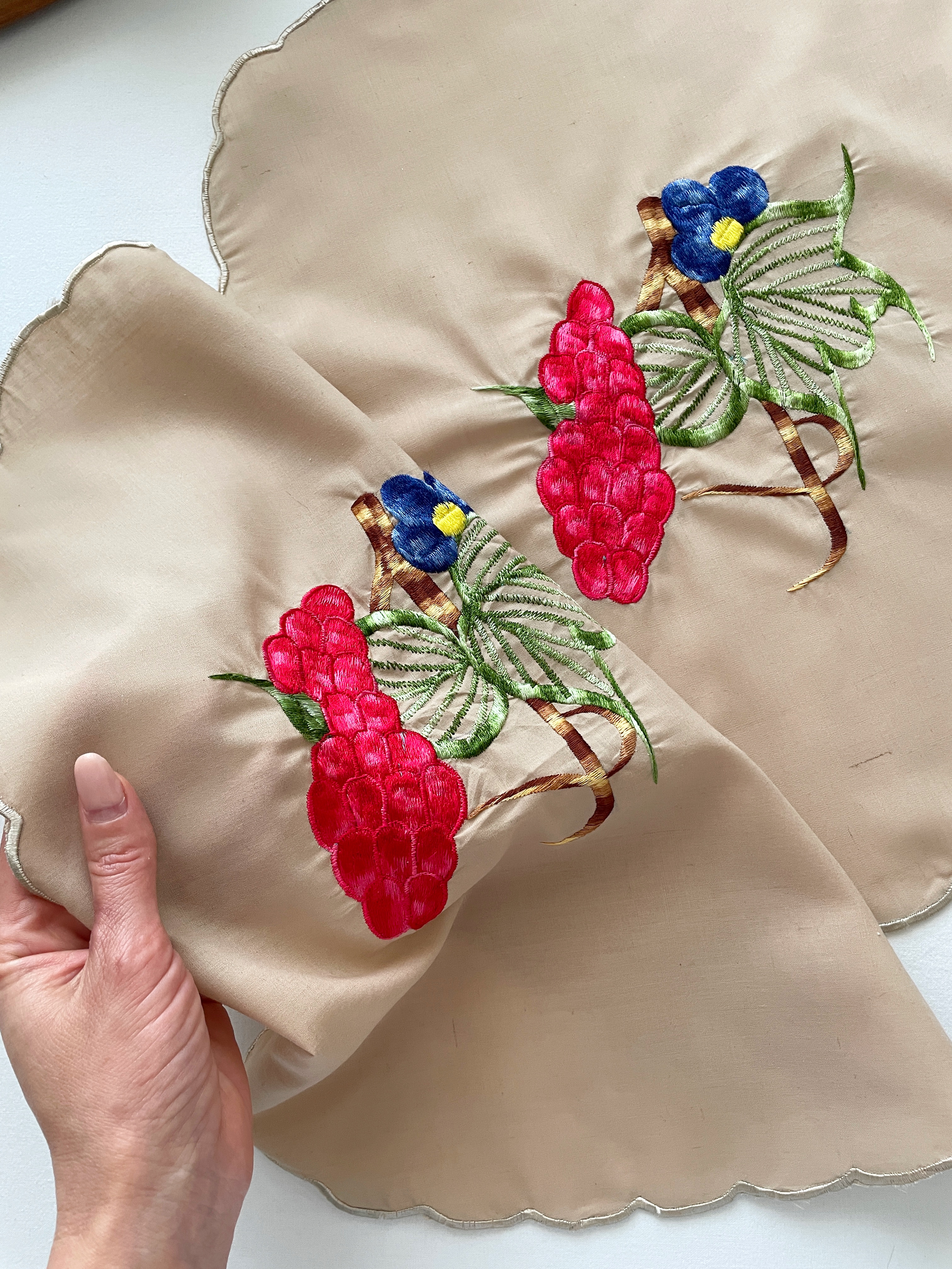 دستمال کتان گلدوزی/۲ عددی