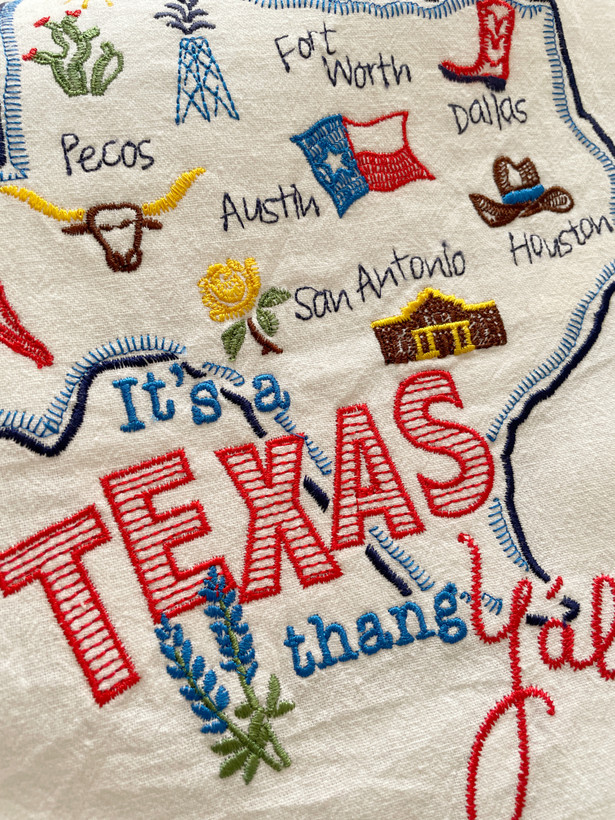 دستمال کتان گلدوزی تگزاس